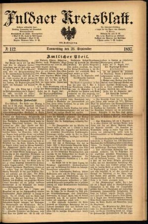 Erste Ausgabe vom Donnerstag, den 23. September 1897.