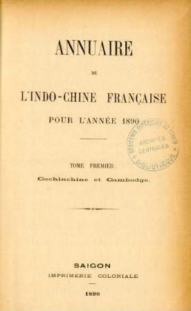 1890,1: Annuaire de l'Indochine Française