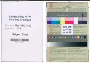 Entnazifizierung Ernst Helgers , geb. 28.02.1904 (Klempner)