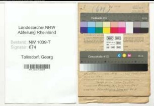 Entnazifizierung Georg Tolksdorf , geb. 10.07.1920 (Angestellter)