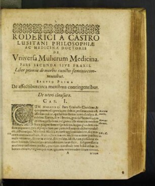 Liber primus de morbis cunctis foeminis communibus.