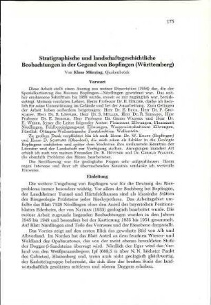 Stratigraphische und landschaftsgeschichtliche Beobachtungen in der Gegend von Bopfingen (Württemberg)