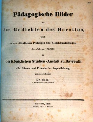 Jahresbericht : bekannt gemacht bei der öffentlichen Preiseaustheilung, 1838/39