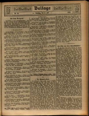 Zweite Ausgabe vom Sonntag, den 16. Juli 1922.