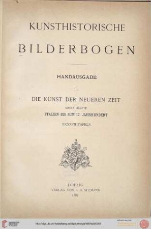 Kunsthistorische Bilderbogen: Kunsthistorische Bilderbogen. Handausg. (Band 3,1): Italien bis zum 17. Jahrhundert