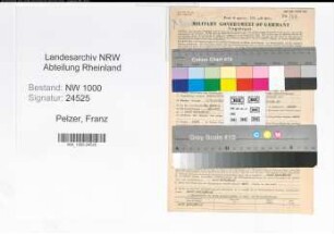 Entnazifizierung Franz Pelzer, geb. 27.09.1910 (Verm.Techniker)