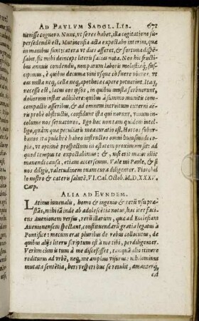 Ad Paulum Sadoletum Epistolarum Liber unus.