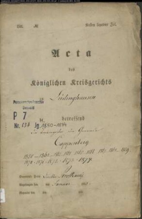 Kirchenbuchduplikat der katholischen Gemeinde Bork (H 1850-1874). (Gemeinde: Cappenberg, katholische Gemeinde)