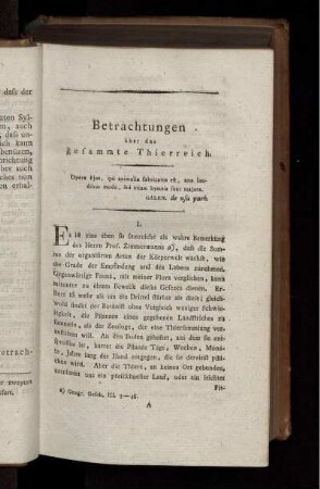 BETRACHTUNGEN ÜBER DAS GESAMMTE THIERREICH