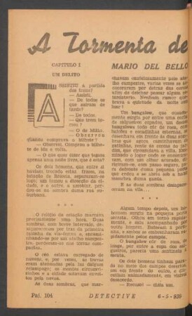 A tormenta de sangue : [Romance]. (Continúa no proximo numero)