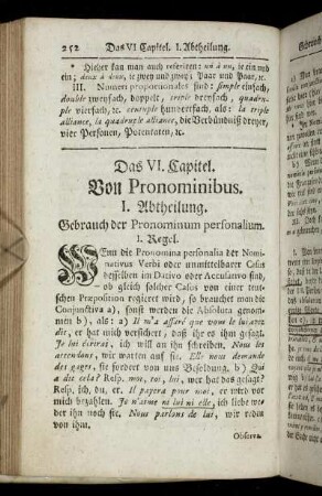 I. Abtheilung. Gebrauch der Pronominum personalium. - V. Abtheilung. Gebrauch der Pronominum relativorum.