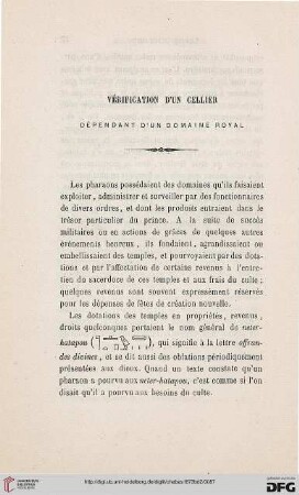 Vérification d’un cellier dépendant d’un domaine royal