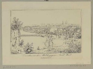 Stadtansicht von Zwickau in Sachsen von Nordosten über die Zwickauer Mulde