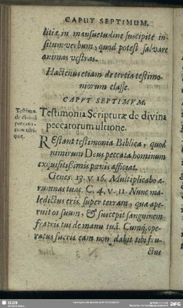 Caput Septimum. Testimonia Scripturae de divina peccatorum ultione