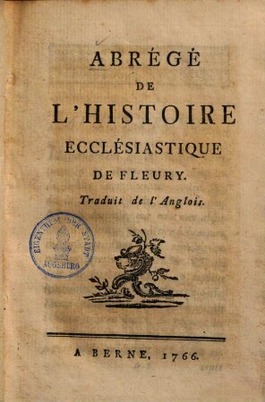 Abrégé de l'histoire ecclésiastique, 1