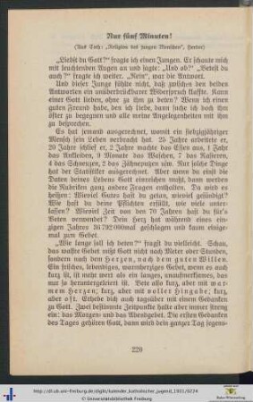 Nur fünf Minuten!