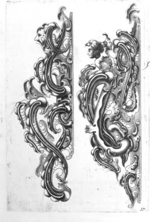 Ornamente "Knorpelwerk" : Ornamente "Knorpelwerk". Kupferstich; 29,0 x 19,0 cm. Dresden: Kupferstich-Kabinett in B 1155m,2, Seite 17