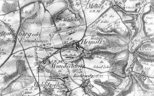 Nossen-Heynitz. Ausschnitt aus: Oberreit, Sect. Freiberg, vor 1843