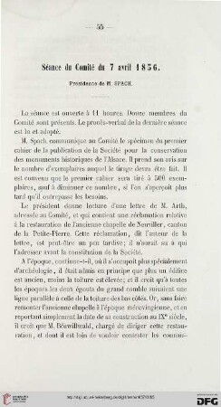 Séance du Comité du 7 avril 1856