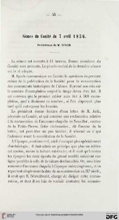 Séance du Comité du 7 avril 1856