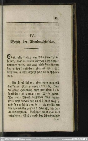 IV. Werth der Abendmahlsfeier