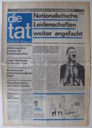 Antifaschistische Wochenzeitung "die tat" u.a. zu den Pfingsttreffen der Landsmannschaften und zum DGB-Kongreß in München
