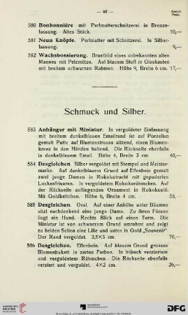 Schmuck und Silber (Nr. 583-619)