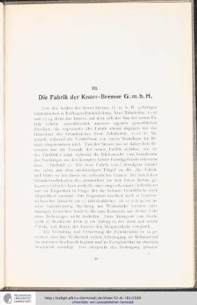 III: Die Fabrik der Knorr-Bremse G.m.b.H