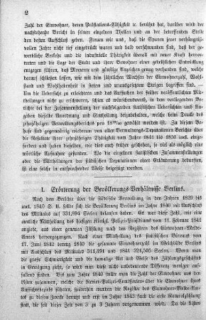 I. Erörterung der Bevölkerungs-Verhältnisse Berlins