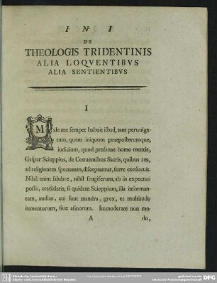 De Theologis Tridentinis Alia Loquentibus Alia Sentientibus