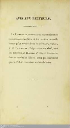 Avis aux lecteurs