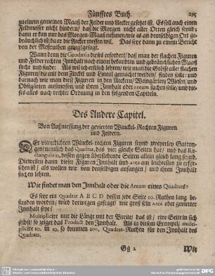 Des Andere Capitel. Von Außmessung der gevierten Winckel-Rechten Figuren und Feldern.