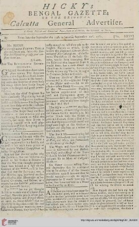 35: Hicky's Bengal gazette, or The original Calcutta general advertiser