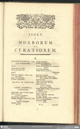 Index I. Morborum Et Curationum