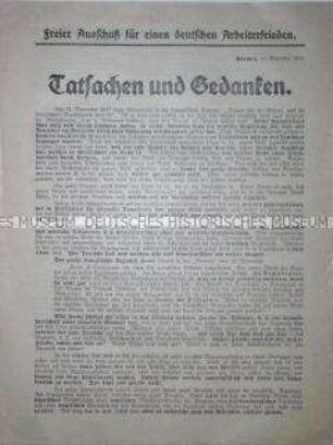 Tatsachen und Gedanken - Flugblatt zur Rechtfertigung der deutschen Kriegsziele ("Alldeutschtum")