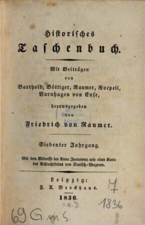 Historisches Taschenbuch. 7. 1836