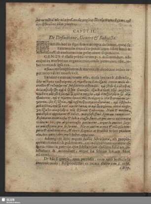 Caput II. De Definitione, Genere & Subjecto