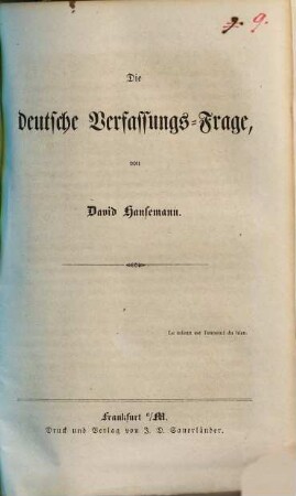 Die deutsche Verfassungs-Frage