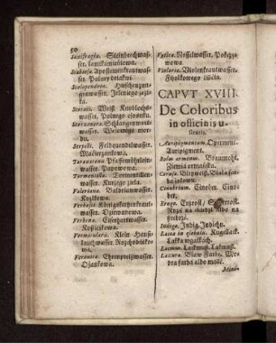 Caput XVIII. De Coloribus in officinis usitatis