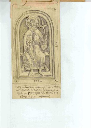 Recto: Fulda, Evangelische Kirche Petersberg, Relief des König Pippin