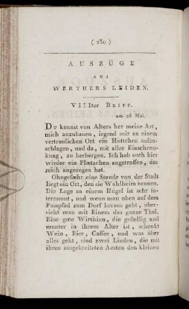 Auszüge Aus Werthers Leiden. = Fragmens De Werther.