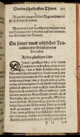 Ein feines unnd nützliches Tractätlein oder Büchlein vom Aderlassen.