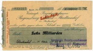 Geldschein / Notgeld, 10 Milliarden Mark, 26.10.1923