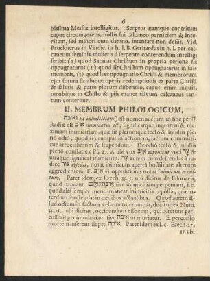 II. Membrum Philologicum.