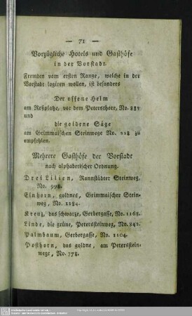 Vorzügliche Hotels und Gasthöfe in der Vorstadt