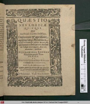 Quaestiones Logicae Quinque