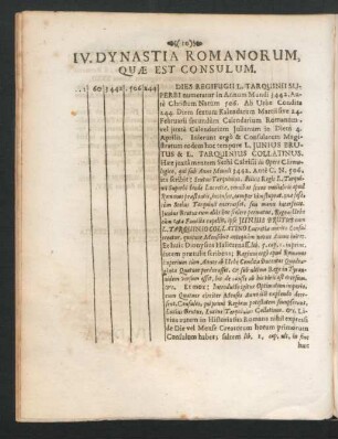 IV. Dynastia Romanorum, Quae Est Consulum.