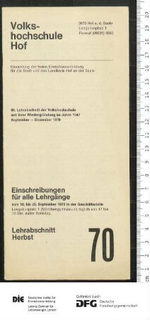 Programm 2. Semester 1970