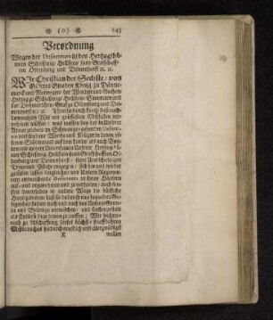 Verordnung Wegen der Deserteurs in den Hertzogthümern Schleßwig/ Hollstein/ samt Graffschafften Oldenburg und Delmenhorst [et]c. [et]c.