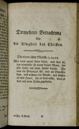 Dreyzehente Betrachtung über die Klugheit des Christen.